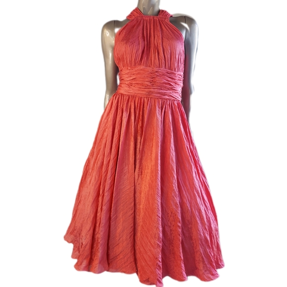 *$4,400 OSCAR DE LA RENTA SILK LINED RED RUNWAY DRESS US 10 - Picture 2 of 11
